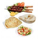 Mutton botty kabab with naan, paratha and salad