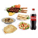 Star mutton botty kabab, mutton rezala, naan, paratha, salad and coca-cola