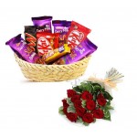 Chocolate basket and red roses 