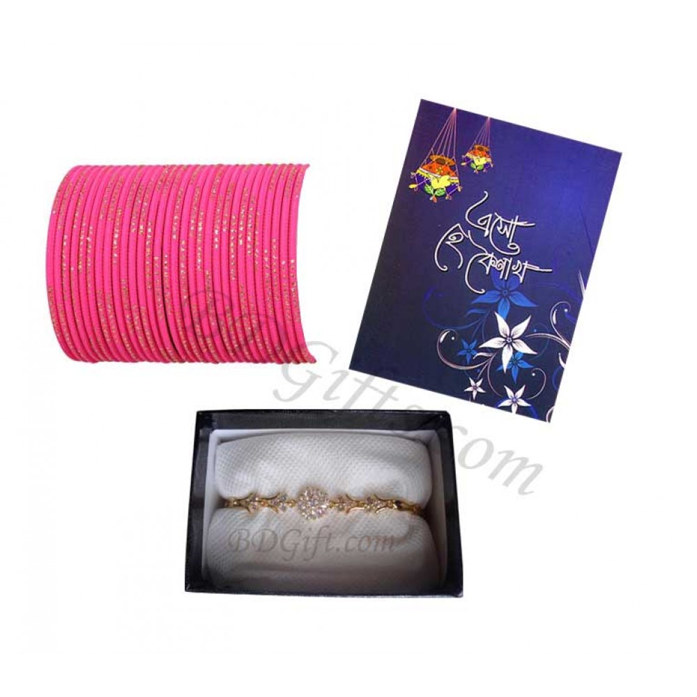 Stone Bracelet, churi and bangla new year card