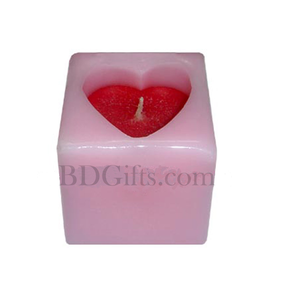 Red heart candle