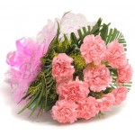 10 pcs pink carnations in bouquet