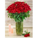 80 pcs red roses in vase