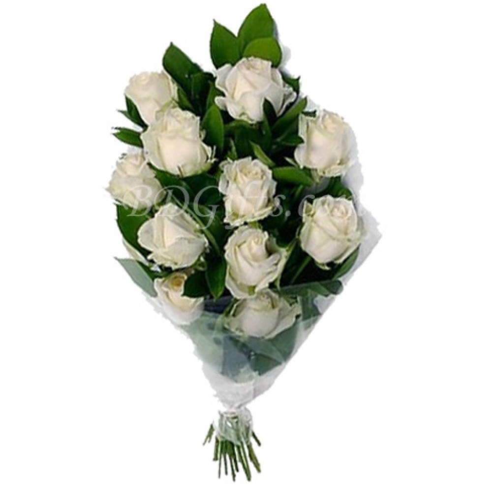 15 pcs imported white roses in bouquet