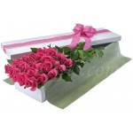 24 pcs imported pink roses in box