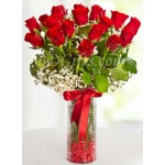 15 pcs imported red roses in a vase