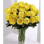 24 pcs imported yellow roses in a vase