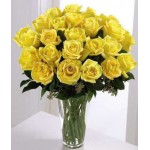 24 pcs imported yellow roses in a vase