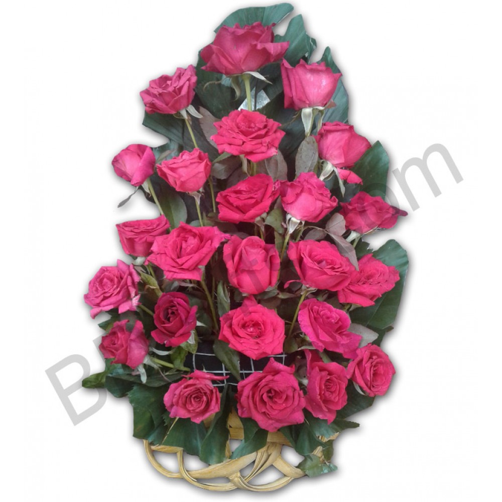 25 pcs red roses in basket