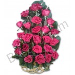 25 pcs red roses in basket
