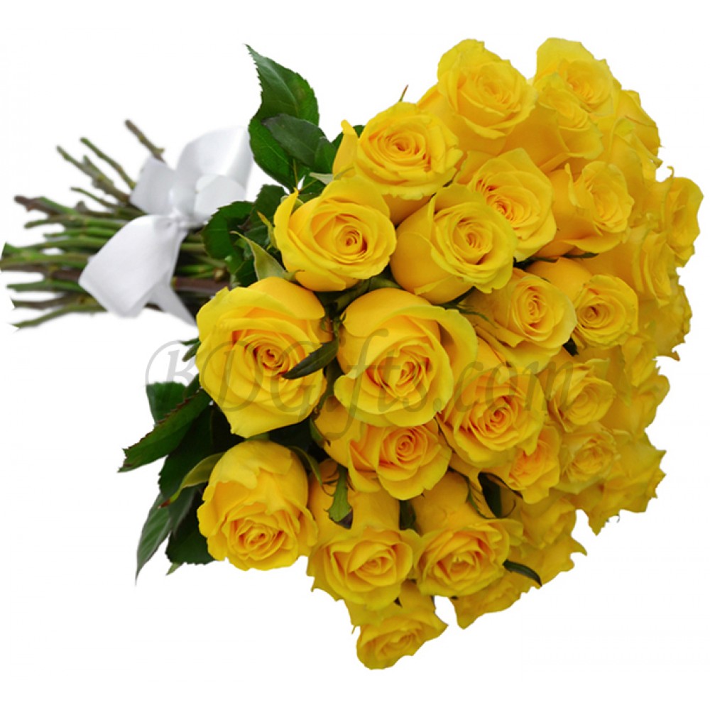 36 pcs imported yellow roses in bouquet