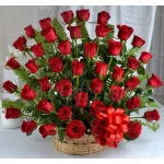 40 pcs red roses in basket