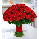 50 pcs red roses in bouquet
