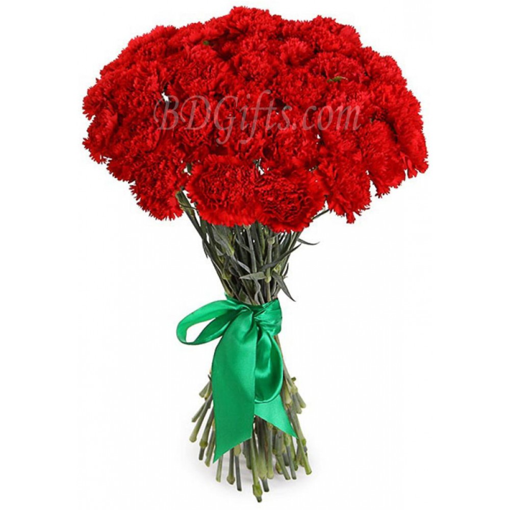 36 pcs red carnations in bouquet