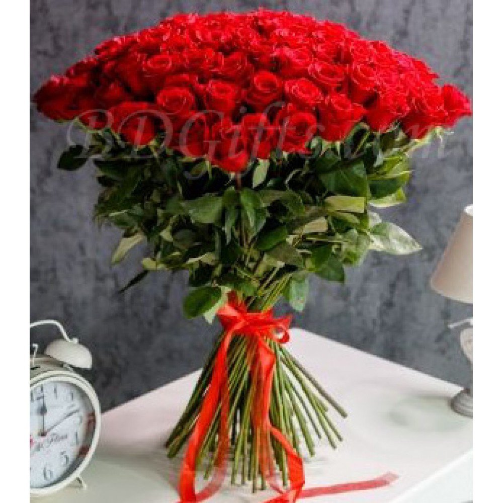 70 pcs red roses in bouquet