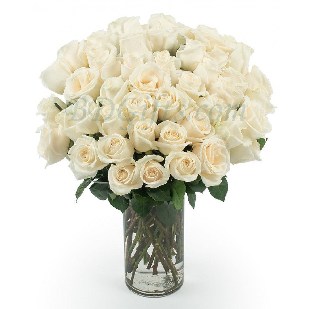 36 pcs imported white roses in a vase