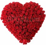 100 pcs red roses in heart shape