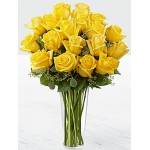 18 pcs imported yellow roses in vase