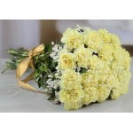 30 pcs white carnations in bouquet
