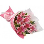 15 pcs pink lily's in bouquet