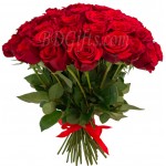 28 pcs fresh red roses in bouquet