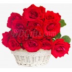 15 pcs red roses in basket