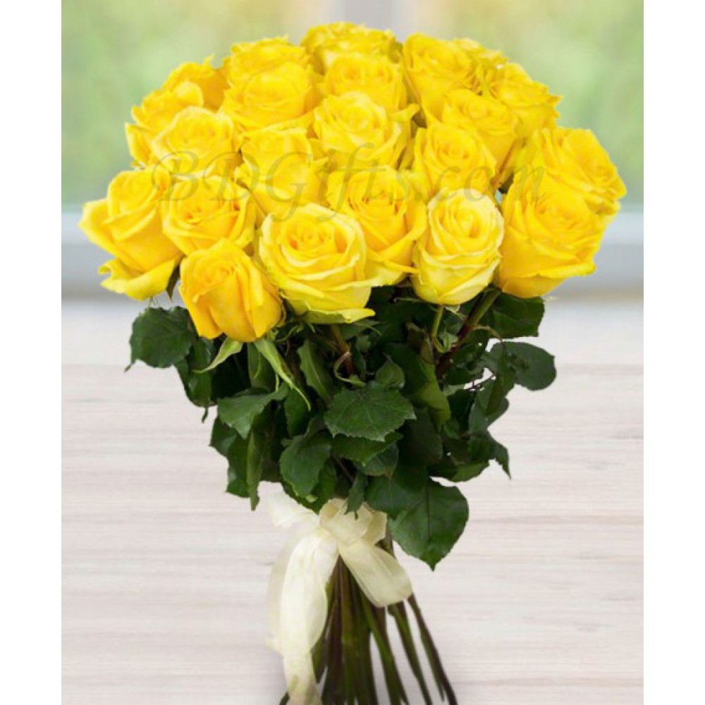 24 pcs imported yellow roses in bouquet