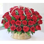 36 pcs red roses in basket