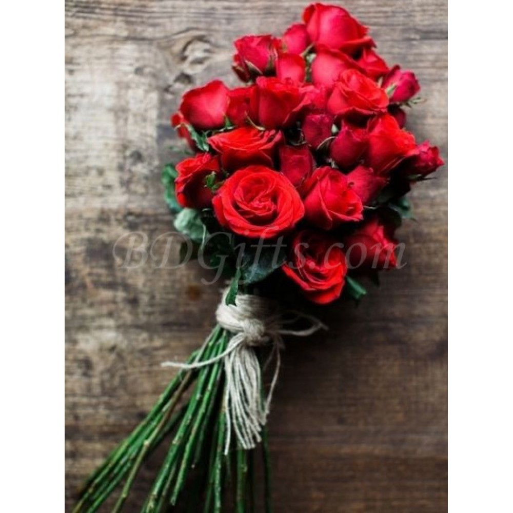 24 pcs red roses in bouquet