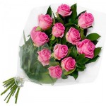 12 pcs imported pink roses in bouquet