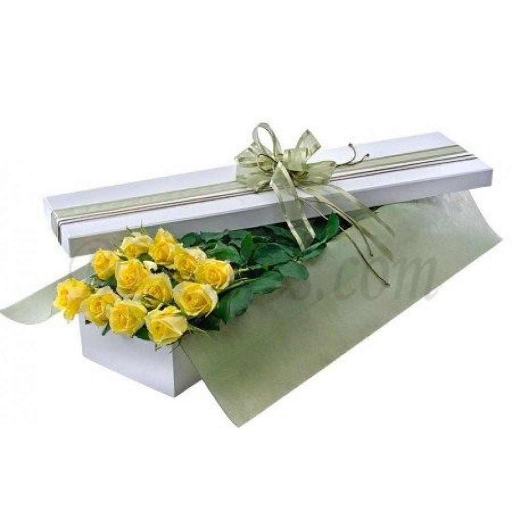 12 pcs imported yellow roses in box