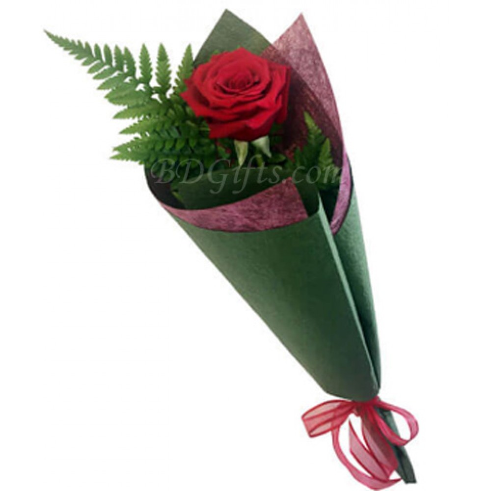 Nicely decoration single red rose