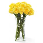 14 pcs imported yellow roses in vase