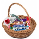 Chocolate basket with single red rose