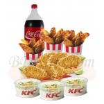 Chicken strips with potato wedges, coleslaw and coke