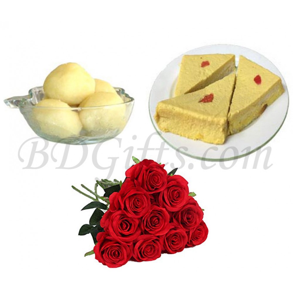 Sweet with pitha and roses