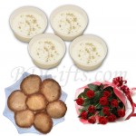 Firni with pitha and roses