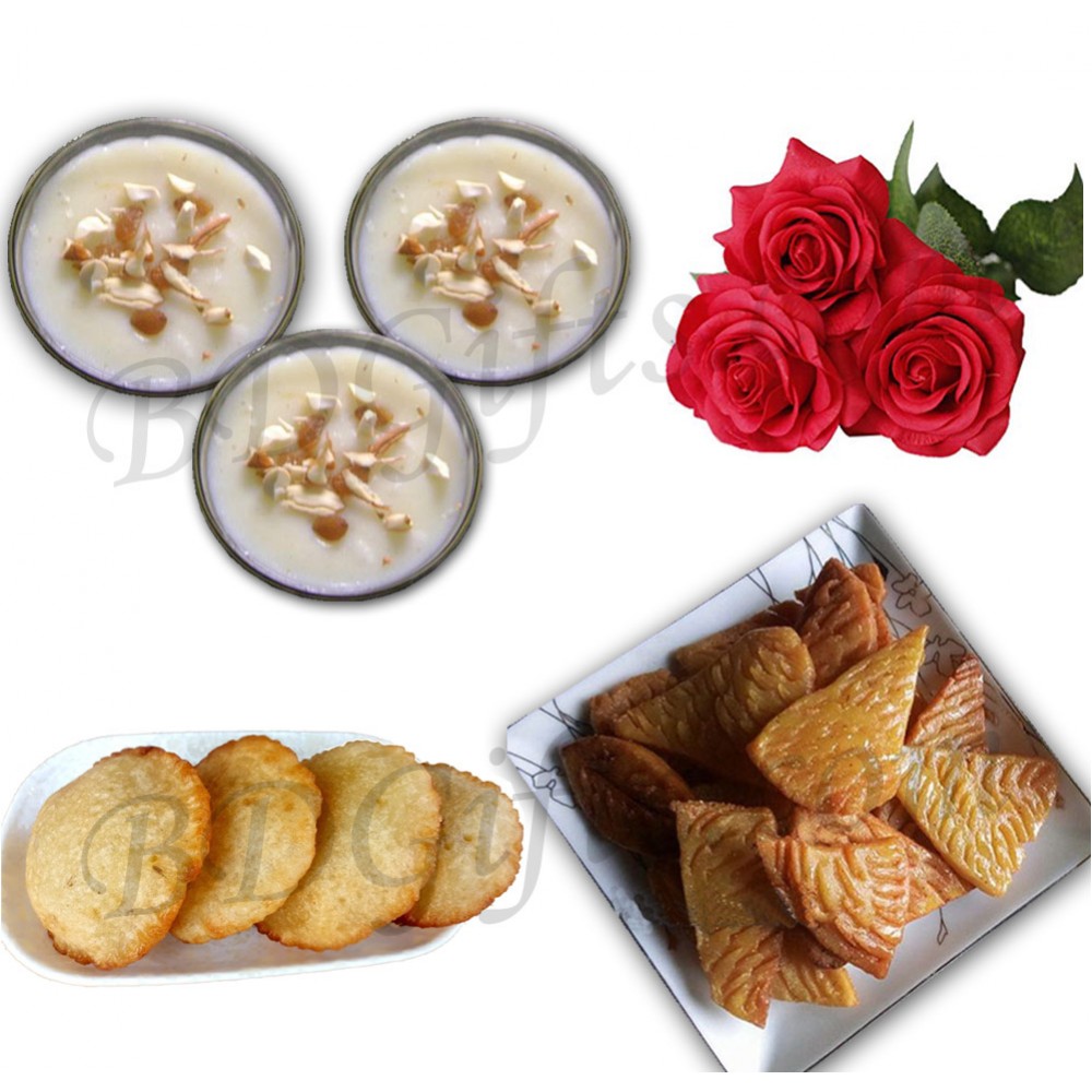 Firni with pitha;s and roses