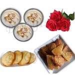 Firni with pitha;s and roses