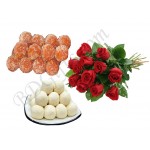 Kodom laddu, cream tost and red roses