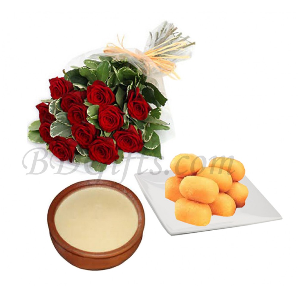 Doi, normal chomchom and red roses