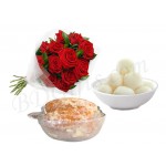 Red roses, chomchom and roshogolla