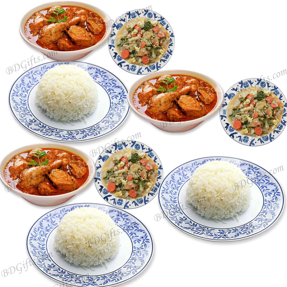 Steamed Rice W/ Chicken curry & vegetable-3 person