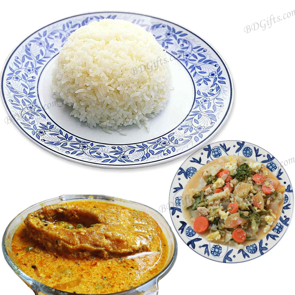 Steamed Rice W/ Fish curry & vegetable-5 person