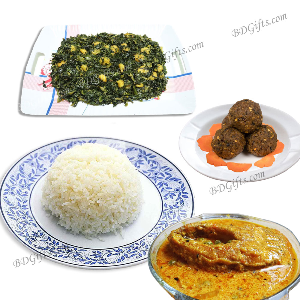 Steamed Rice W/ Fish curry, fish mash & Shak-5person