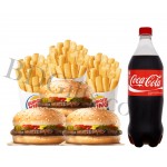 Burger with french fries and coke