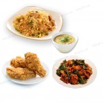 Chicken fried rice W/  Capsicum chicken, Corn soup and fried chicken-3 person