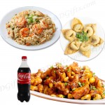 Prawn fried rice W/ Onthon, Cashew Nuts Salad & Cocacola-3 person