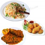 Vegetable fried rice W/ Prawn ball & fish masala-6 person