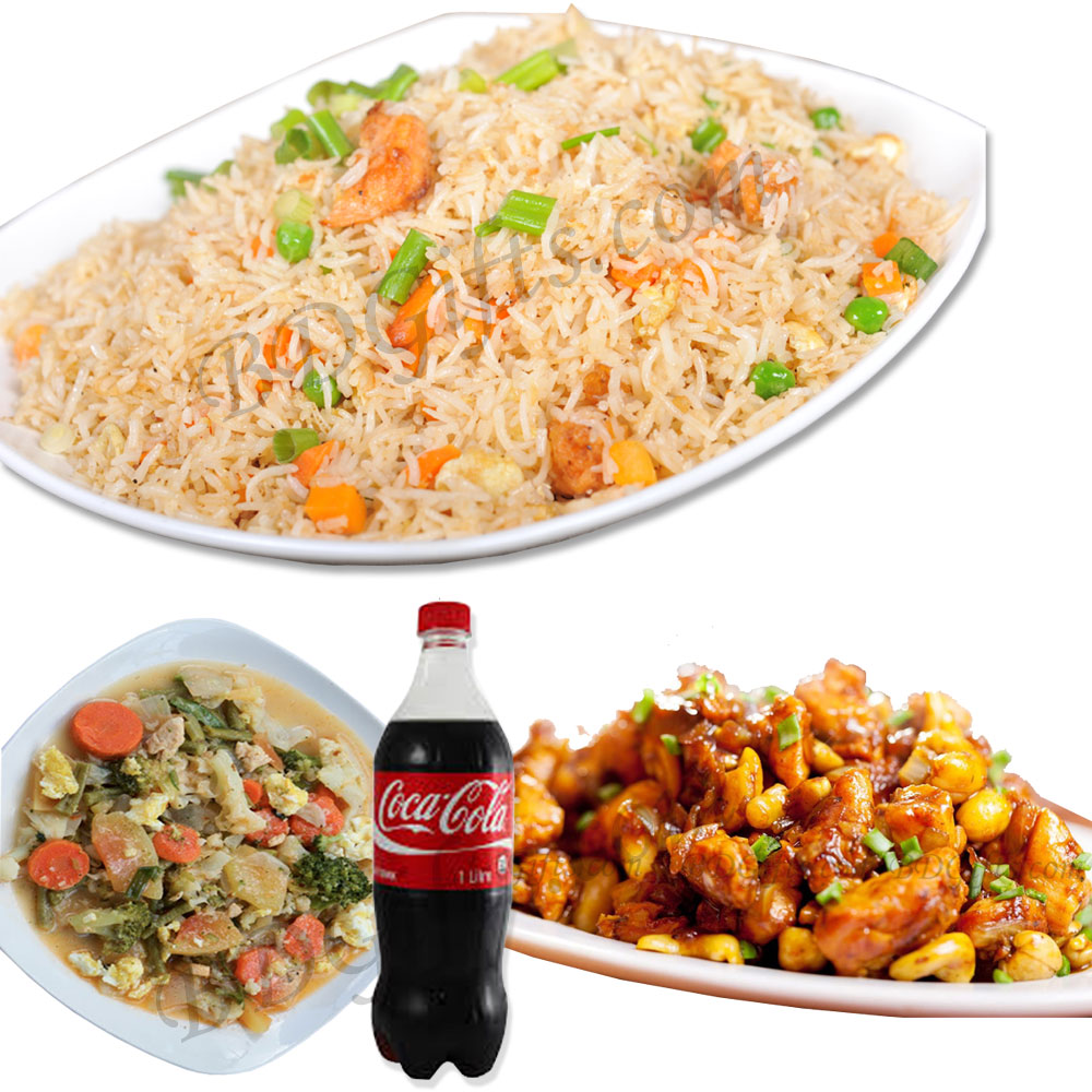 Mixed fried rice W/ Cashew nuts salad, vegetable & Cocacola-3 person